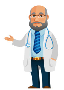 funny cartoon illustration  of a friendly doctor